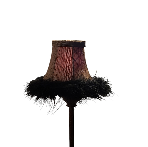 Faux Fur Rimmed Small Lamp - Picture 3 of 9